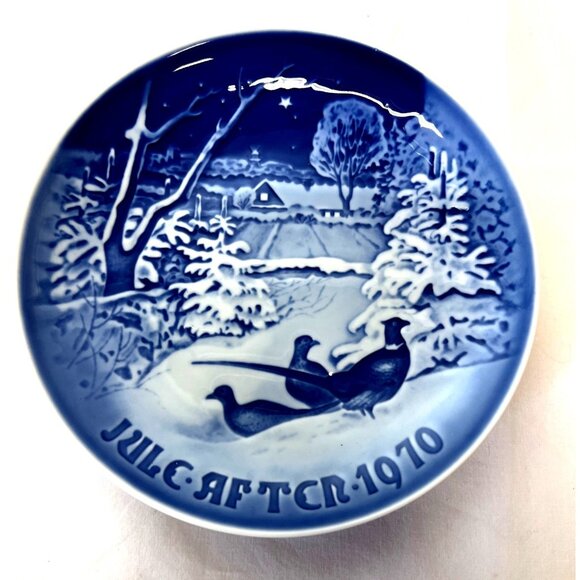 B&G Copenhagen Porcelain Collectible Plate "Jul I Skovbrynet" Pheasants In Snow - Picture 1 of 5